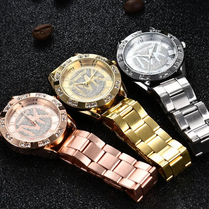 Luxury TOP TVK Women Watch Golden Stainless Steel Bracelet Diamond Water Resistant Roman Digital Ladies Men Quartz Watches Gift