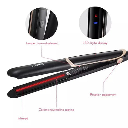 Kemei Electric Hair Straightener KM-2219 Wholesale Good Price Hair Iron With Infrared Ray Hair Straightener And Curler