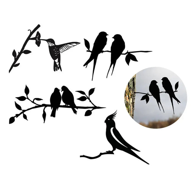 Garden Art Outdoor Garden Backyard Branch Metal Animal Decoration Gift Creative Simulation Animal Bird Ornament Garden Statues