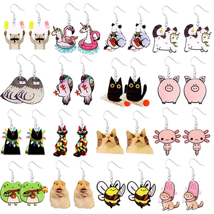 Adorable Animal Drop Earrings - Stainless Steel Acrylic Jewelry Women's Fashion Accessories