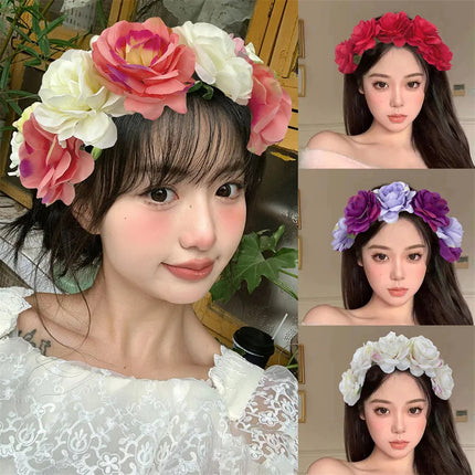 1pcs fashion flower hair bands, sweet hanfu hairpin hair clips, suitable for super fairy girl wreath headdress bouffant headband