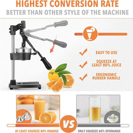 Commercial Heavy Duty Cast Iron Hand Press Manual Orange Citrus Lemon Lime Grapefruit Pomegranate Fruit Juice Squeezer Machine