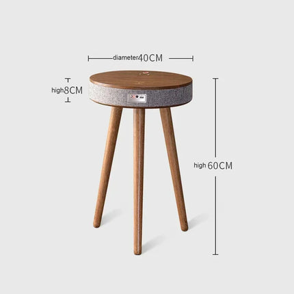 Wooden Coffee Table Portable Bluetooth Speaker Smart Speaker Tripod Table 9000 MAh with Wireless Charger and USB Charging Stand