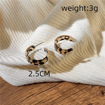 Leopard Print Acetic Acid Resin Stud Earrings for Women - Retro Chic Jewelry Gift