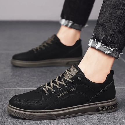 Men Vulcanized Shoes Lightweight Autumn Winter Casual Board Flat Shoe Slip-on New Style White Hard-wearing Waterproof Anti-slip