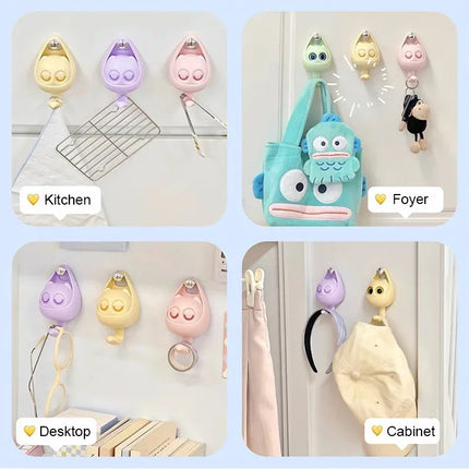 Heavy Duty Cute Wink Cat Hooks Holder Self Adhesive For Wall Cute Decorate For Room Office Bag Coat Purse Hat Belt Keys Towel