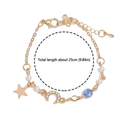 Korean Zircon Pearl Star Moon Bracelets For Women Cute Elegant Bow Adjustable Bracelet Bangle Girls Fashion Jewelry Party Gift