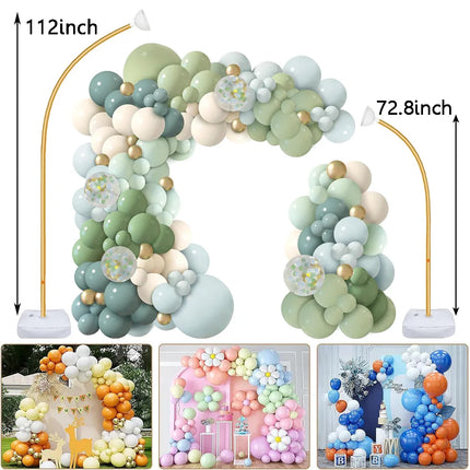 72.8 & 112inch Balloon Arch Kit Glod Stand Half Arch Balloon Stand with Base Balloon Arch Frame for Wedding Birthday Decorations