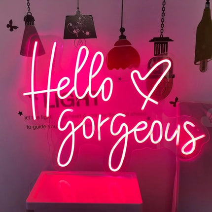 Pink Neon Sign Hello Gorgeous LED Neon Sign Custom For Wall Decor Wedding Party Neon Night Light For Girls Bedroom Bar Decor