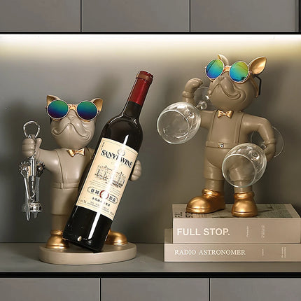 Dog Statue Wine-bottle Holder for Table Decoration Nordic Animal Home Decor Dog in the Room French Bulldog Room Ornaments Resin