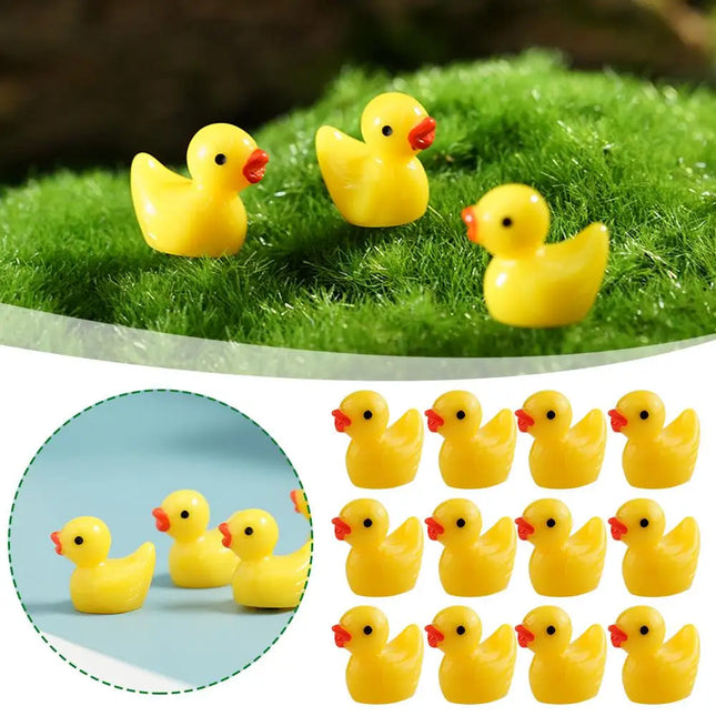 100/200PCS Cute Mini Resin Ducks Ornament Tiny Duck Micro Landscape Dollhouse Decoration Outdoor Glowing Mini Statue Ornament