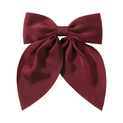 Elegant Bow Ribbon Hair Clip Fashion Simple Solid Satin Spring Clip Hair Pin Retro Headband with Clips Girls Hair Accessories