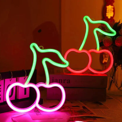 LED Neon Sign Lamp Banana Cherry Shaped Fruit Restaurant Wall Neon Light for Party Wedding Shop Birthday Home Decoration