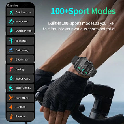 LIGE Outdoor Smart Watch Men 2.01" Screen 3AT Waterproof Watches Bluetooth Call Ai Voice Sport Smartwatch For Android Xiaomi IOS