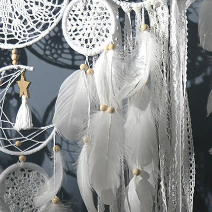 Dream Catchers Handmade Macrame Wall Hanging Dreamcatcher 5 Pieces White Boho Dream Catcher Baby Shower Decorations For Home