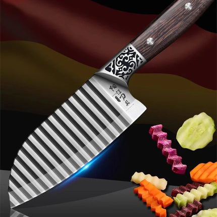 Household kitchen kitchen knife sharpened potato knife, stainless steel corrugated knife cutting radish potato wavy lace knife