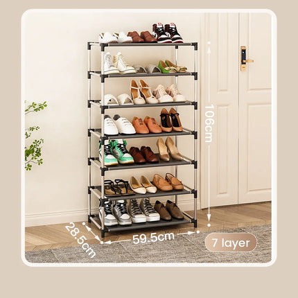 Stylish Shoe Rack Metal Simple Shoe Shelf Footwear Organizer Stand Holder Space-saving Black Shoe Shelf for Living Room