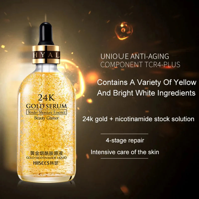 24K Gold Hyaluronic Acid Serum for Face Anti-wrinkle Anti-aging Brightening Moisturizing skincare Facial Serum Essence Face Care