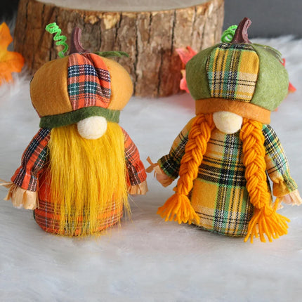 Fall Pumpkin Gnomes Handmade Fall Thanksgiving Gnome Plush Swedish Gnomes Ornaments Holiday Home Table Decorations Gifts