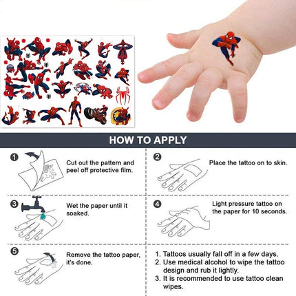 Disney Spiderman Tattoo Sticker Children's Birthday Party Decora Disney Marvel Sticker Action Figure Sticker Cartoon Kids Gift