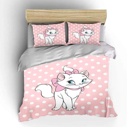 Disney Marie Cat Cartoon Bedding Set Quilt Duvet Cover 3 Pieces Pillowcase King Queen Size Bedclothes Children Bed Decor Gift