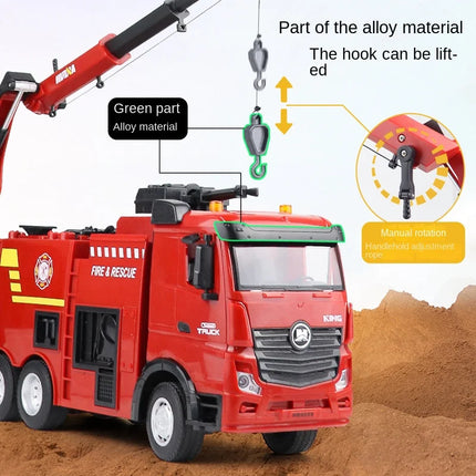 HUINA 1:18 Semi-Alloy Remote Control Van Fire Trucks 9CH City Engineering Aerial Ladder Sprinkler Truck RC Toy for Children Gift