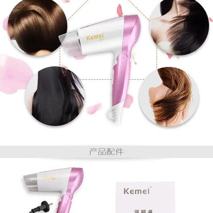 kemei hair dryer KM-6833 foldable hair dryer for student and travel