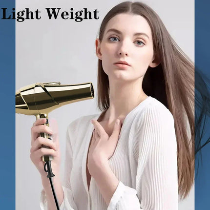 2200W Professional Hair Dryer Gold-plated Blowdryer for Salon High Speeds Strong Winds Powerful Wind 6 Gears Low Noise Blower