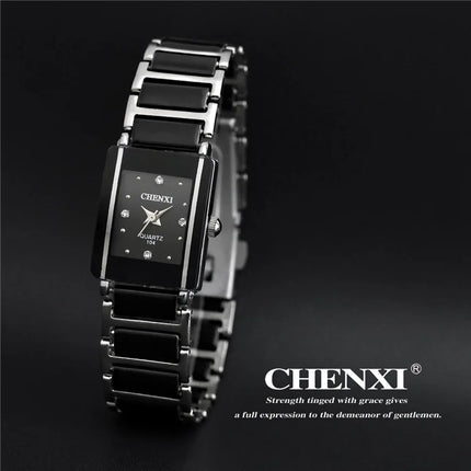 Fashion Hot Sales Newest High Quality Brand Chenxi Women Men Couples Leisure Watch Waterproof Square Ceramics Wristwatch Cx-104