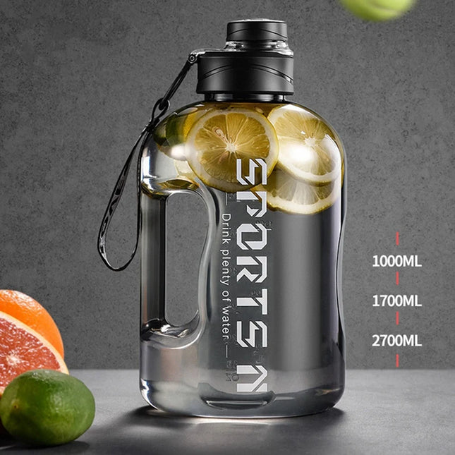 2.7/1.7L Water Bottle Gym Traveling Hiking Camping Large Capacity Accurate Calibration Water Bottle Plastic Drinking Bottle