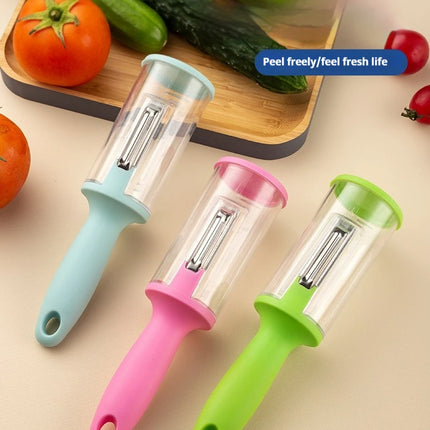 1 Piece Stainless Steel Peeler with Container, Storage Peeler Knife Double Sided Fish Scaler Suitable for Fruits and Vegetables