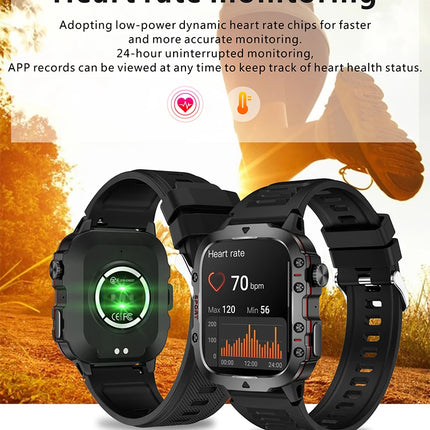 2024 New For Xiaomi Military Smart Watch Men IP68 5ATM Outdoor Sports Fitness Tracker Health Monitor 1.96" BT Call Smartwatch