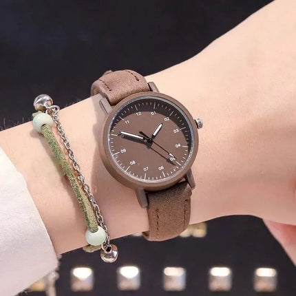 Women's Watch PU Leather Strap Women Quartz Watches Round Dial Retro Bracelet Watch Ladies Girls Wristwatch