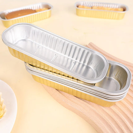 5/10Pcs Aluminum Foil Baking Tray Rectangle Tin Cup Reusable Air Fryer Tinfoil Pan Pudding Cake Mold Baking Pastry Tool Bakeware