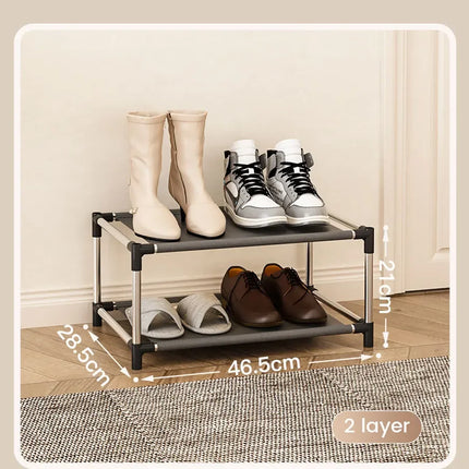 Stylish Shoe Rack Metal Simple Shoe Shelf Footwear Organizer Stand Holder Space-saving Black Shoe Shelf for Living Room