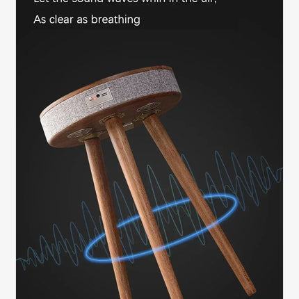 Wooden Coffee Table Portable Bluetooth Speaker Smart Speaker Tripod Table 9000 MAh with Wireless Charger and USB Charging Stand