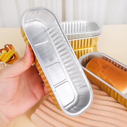 5/10Pcs Aluminum Foil Baking Tray Rectangle Tin Cup Reusable Air Fryer Tinfoil Pan Pudding Cake Mold Baking Pastry Tool Bakeware