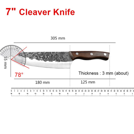 Meat Cleaver Butcher Kitchen Knife Stainless Steel Meat Chopping Chef Fish Vegetables Slicing Butcher Knife With Sheath