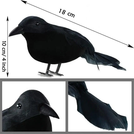 1-12PCS Simulation Halloween Crows Animal Model Halloween Crows and Ravens Decor for Halloween Party Home Decoration Supplies