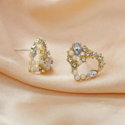 Heart-shaped Imitation Pearl Earrings - Elegant Wedding Jewelry for Women