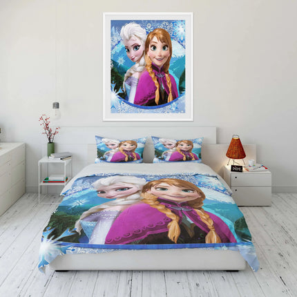 Disney Frozen Elsa Princess Bedding Set Cartoon Baby 3 Pieces Bed Set Pillowcase Adult Bed Cover Bedroom Bed Set Duvet Gift