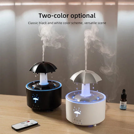 New Creative Rotating Raindrop Aromatherapy Machine Rain Cloud Humidifier Heavy Fog Quantity Colorful Moving Head Humidifier