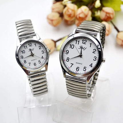 100pcs/lot  Quartz Watch Silver Elastic Strap Steel Band Men's Women's Watches Lovers Watch 100pcs/lot Wholesale