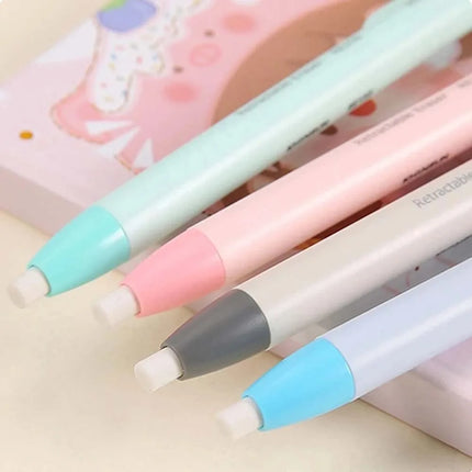 A Set of Push-pull Eraser Pen Shape Design Easy to Use Rubber Soft Not Easy to Deform Suitable for Study, Office, Art