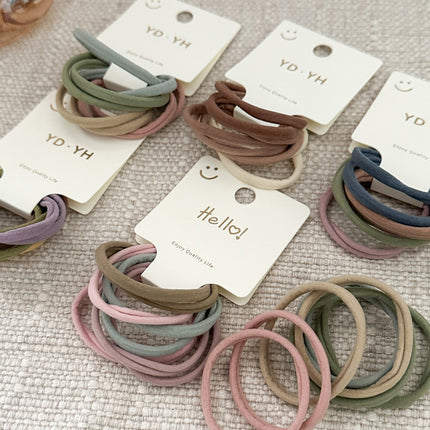 8pcs Soft Thin Nylon Elastic Hair Bands Women Solid Color Hair Ties Basic Ponytail Head Bands Seamless Comfy Hair Rope Mix Color