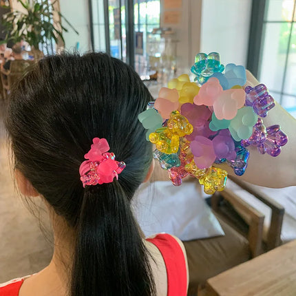 2PCS Cartoon Double Headed Bear Girls Cute Kids Elastic Hair Bands Children Hair Ties Princess Hair Accessories Baby Headwear