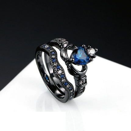 Charm Couple Ring Men's Stainless Steel Celtic Dragon Ring Blue Zircon Women's Ring Sets Valentine's Day Wedding Band Jewelry