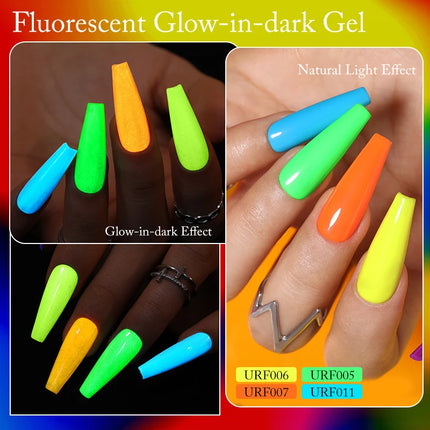 UR SUGAR Green Fluorescent Glow-in-dark Gel Nail Polish Neon UV LED Nails Gel Soak Off Gel Varnish Luminous Nail Art Gel