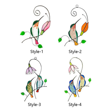 1Pc Metal Stained Glass Handicraft Garden Window Balcony Hummingbird Yard Home Wall Hanging Bird Ornament Door Decoration