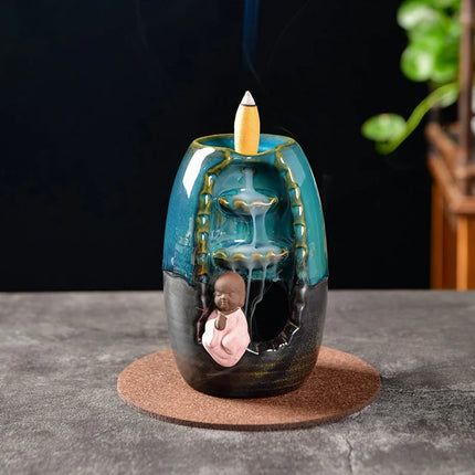 Incense Holder Set Ceramic Backflow Waterfall Incense Burner Aromatherapy With Incense Cones Home Decoration For Indoor Censer